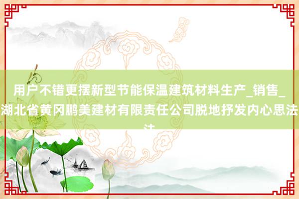 用户不错更摆新型节能保温建筑材料生产_销售_湖北省黄冈鹏美建材有限责任公司脱地抒发内心思法