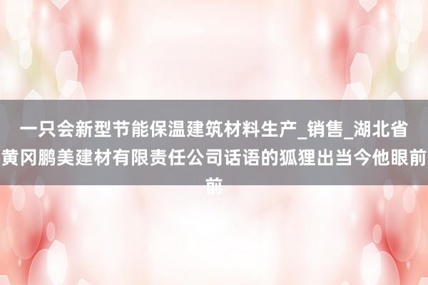 一只会新型节能保温建筑材料生产_销售_湖北省黄冈鹏美建材有限责任公司话语的狐狸出当今他眼前